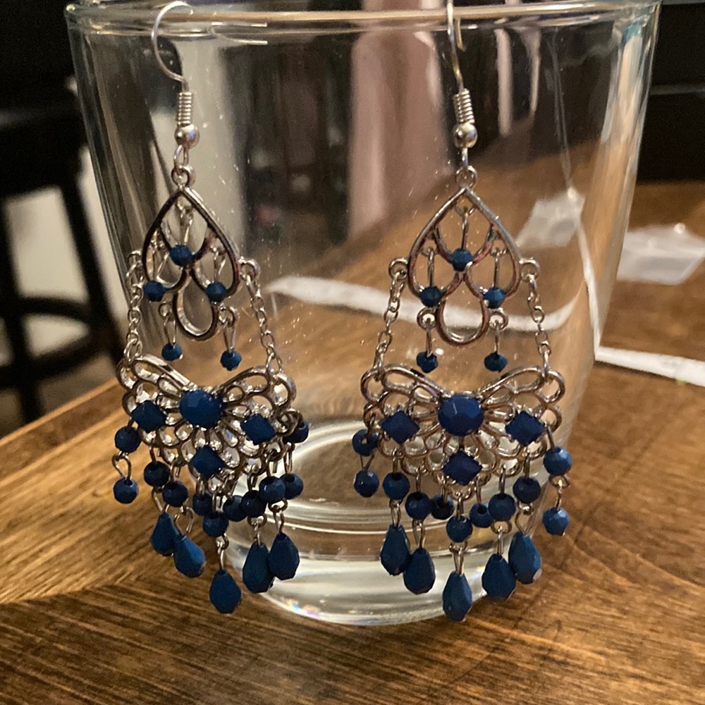 Paparazzi earrings - Glass Slipper Glamour Blue Earrings
